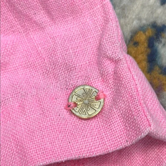 Lilly Pulitzer Pink Linen Pull On High Waist Shorts Size M Barbiecore - Picture 3 of 6